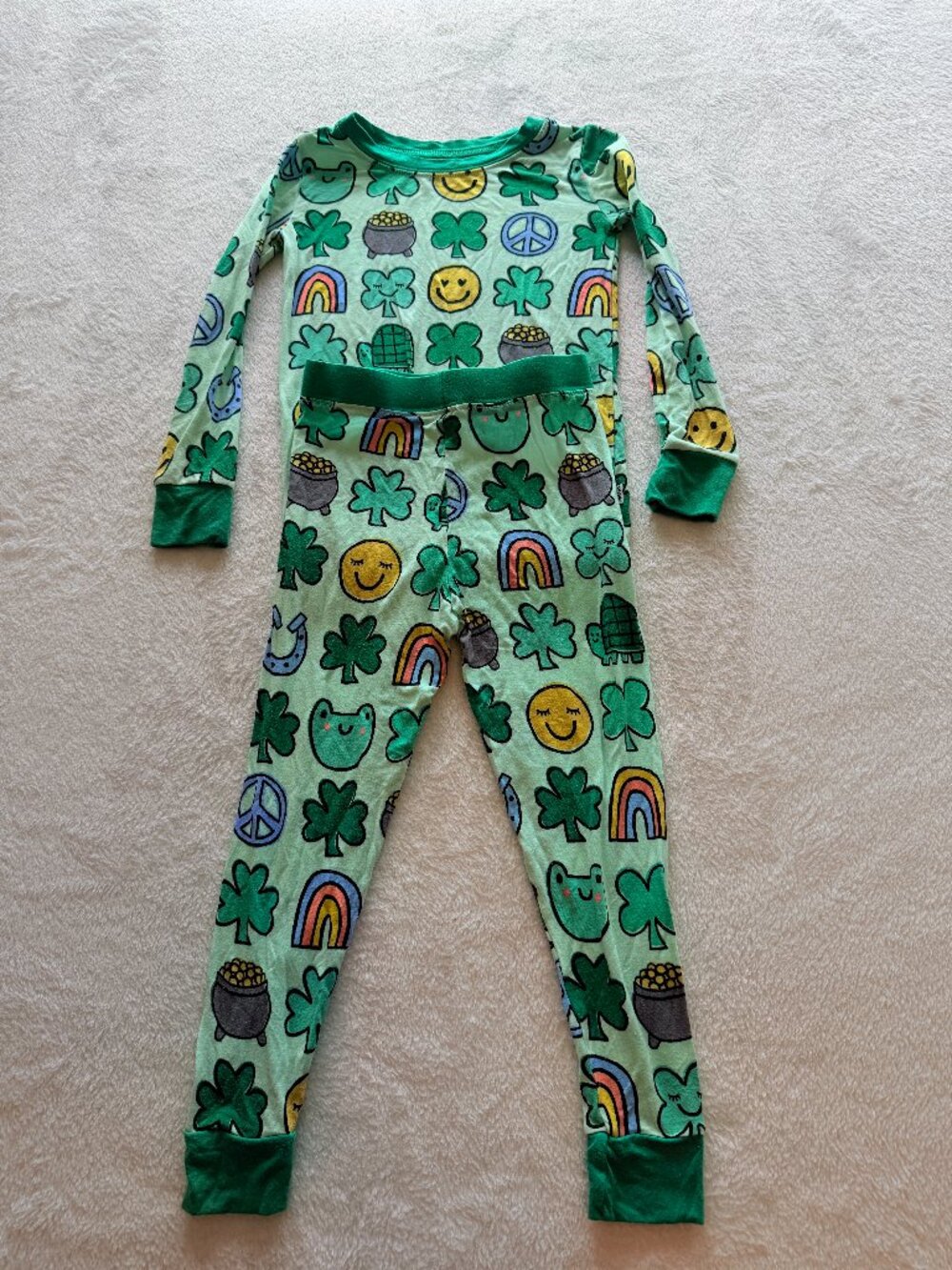 Little Sleepies Happy Go Lucky Pajamas Childrens Unisex Size 2 Natural Fibers